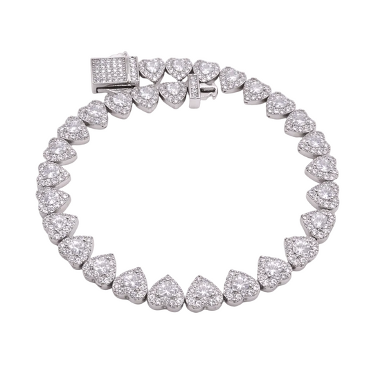 Infinity Hearts Sliver Tennis Bracelet