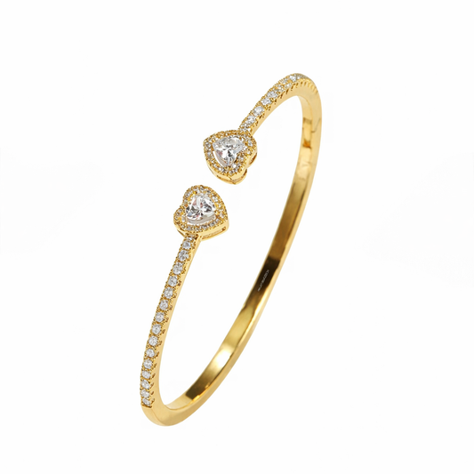 Open Hearts Gold Bangle