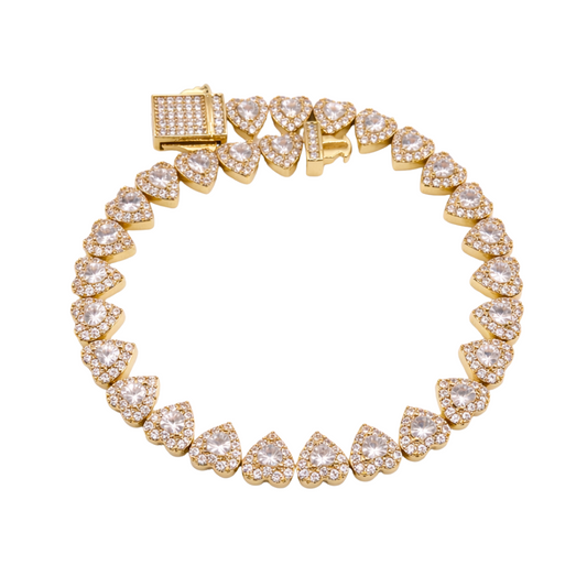 Infinity Hearts Gold Tennis Bracelet